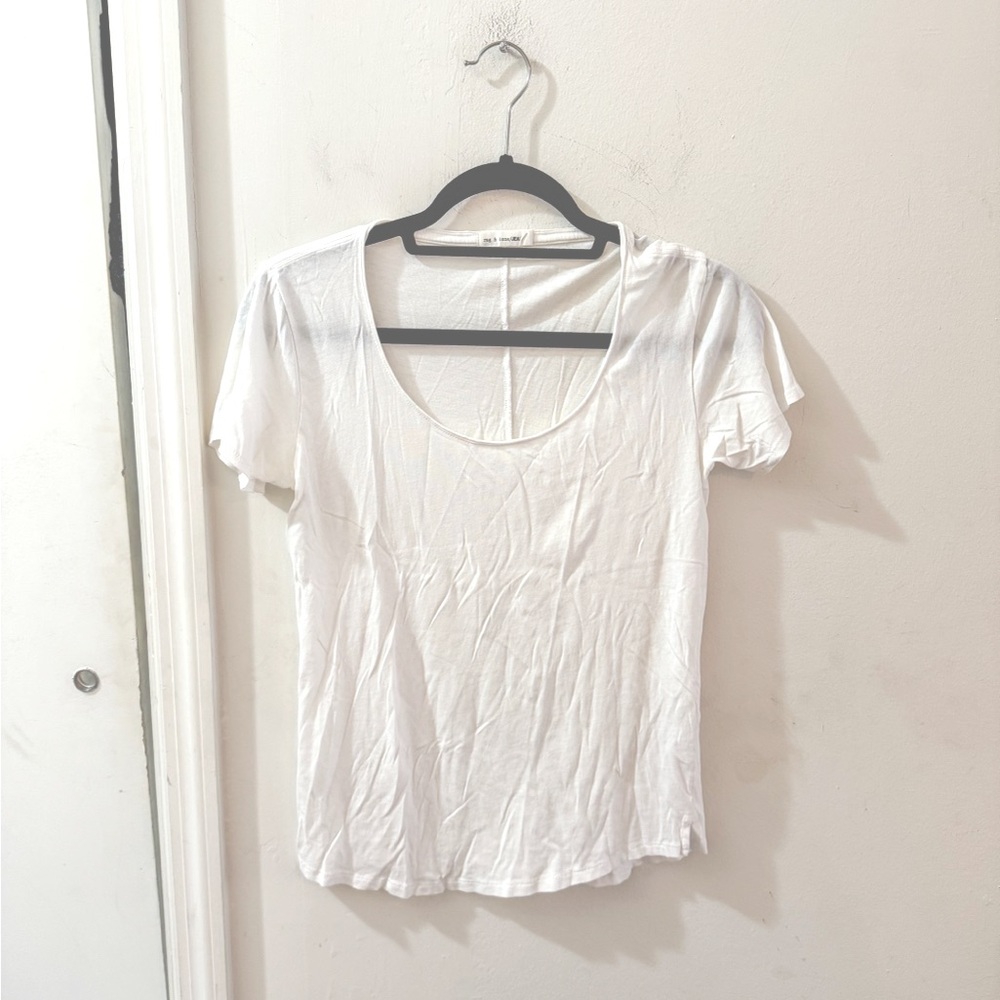 Rag & Bone White Scoop Neck Cotton Tee Shirt, size XS